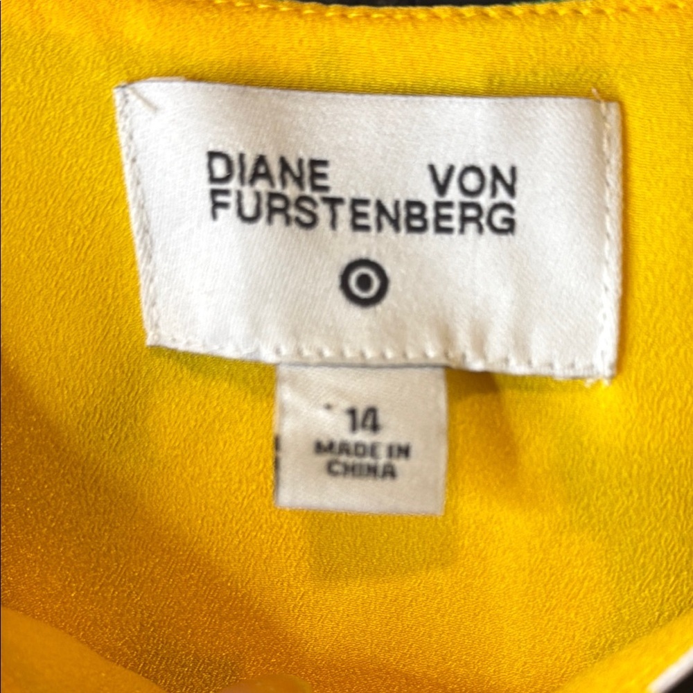 Diane Von Furstenberg Yellow and White Sleeveless Mini Sundress Size 14 - Picture 2 of 2